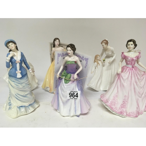 871 - A collection of six Royal Doulton lady figures two with certificates. no obvious damage or restorati... 