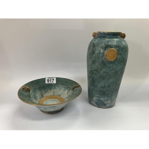 873 - 2 Studio pottery items with Celtic design, impresssed and printed marks.