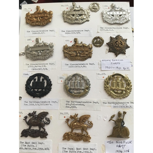 2007 - An album containing a collection of six cards of military cap badges mainly county regiment badges. ... 