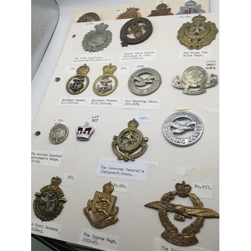 2017 - An album containing military badges and some helmet plate centres. Mixed badges including The Irish ... 