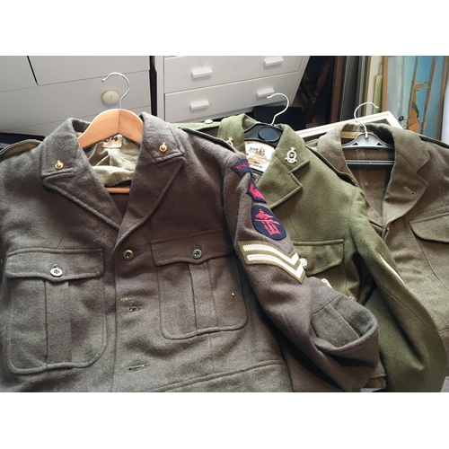 2123 - Three British military jackets Number 4 Commando mobile defence Corps and one other and Milatry gree... 