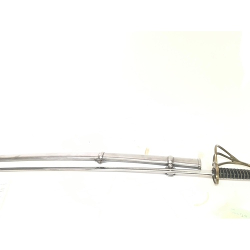 2295 - A cavalry sword with a wired grip and brass guard.