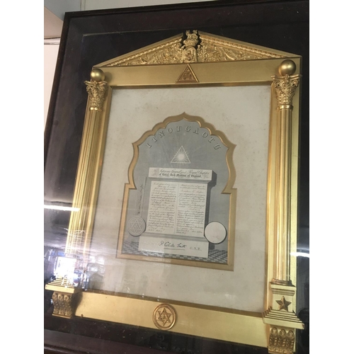 791 - A 1919 framed and gilded Masonic Itnotgaotu.