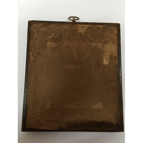 796 - A Georgian silk picture depicting farmer scene, in a Rosewood frame