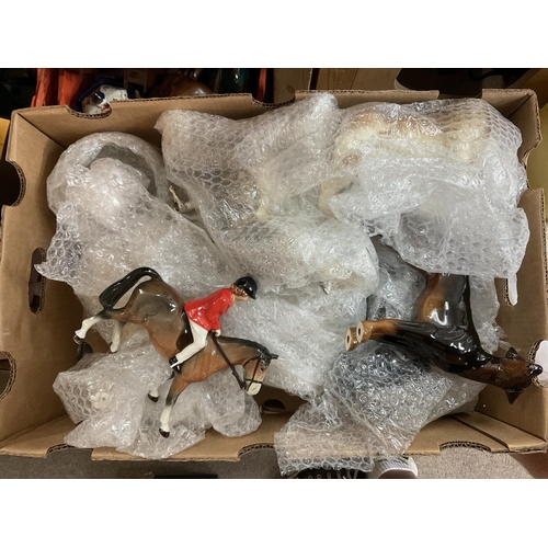 1000 - 2 boxes of mixed ceramics including Coopercraft pottery animals etc.