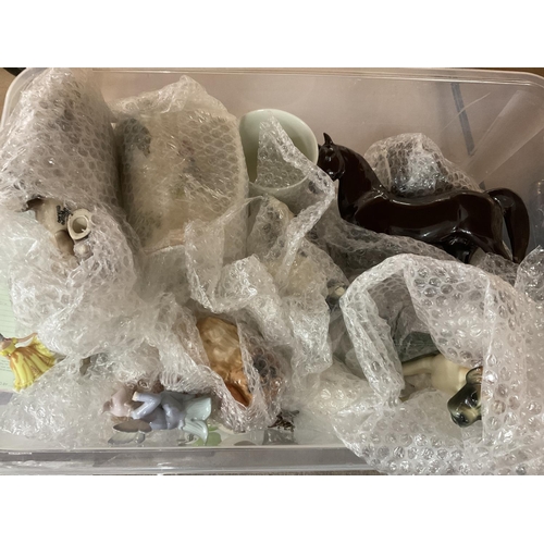 1000 - 2 boxes of mixed ceramics including Coopercraft pottery animals etc.