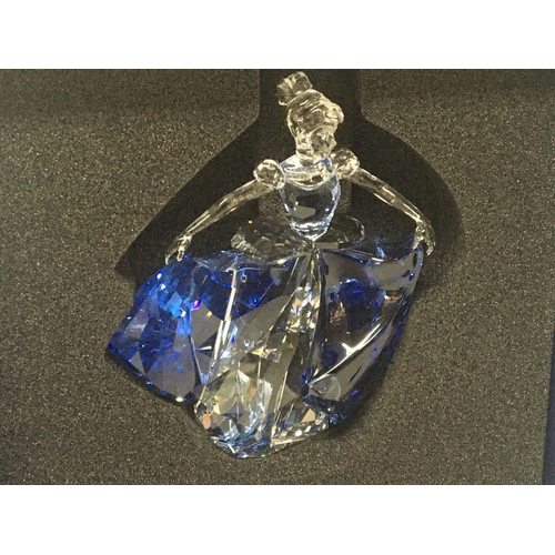 1018 - A rare Swarovski Crystal Disney figure of Cinderella with blue glass dress boxed. No damage.