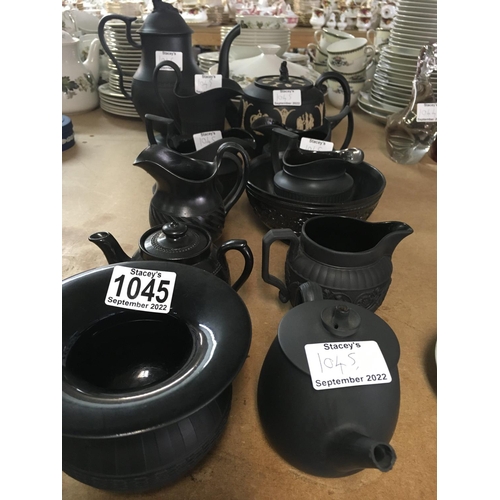 1045 - A  collection of Wedgwood jasper and black Basalt including jugs tea pots