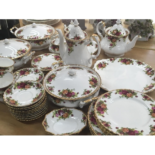 1073 - An Extensive Royal Albert old English country rose tea and dinner set with tureens bowls plates tea ... 