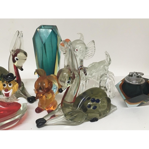 1142 - A collection of Murano glass animal ornaments and other glassware.