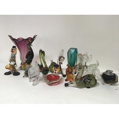 1142 - A collection of Murano glass animal ornaments and other glassware.