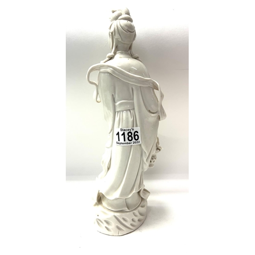 1187 - A Chinese bland de chine porcelain of a standing Guanyin. 33cm.