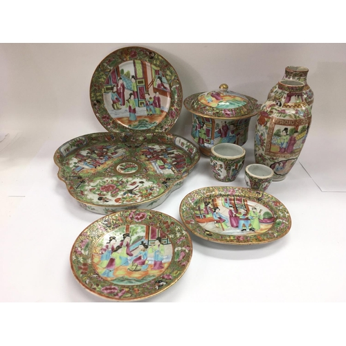 1189 - A collection of Canton china items. Some damage, see images.