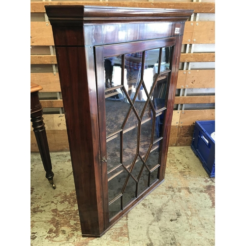 1266 - No Reserve: A Georgian Glazed corner cabinet enclosing three shelves