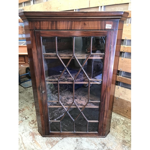 1266 - No Reserve: A Georgian Glazed corner cabinet enclosing three shelves