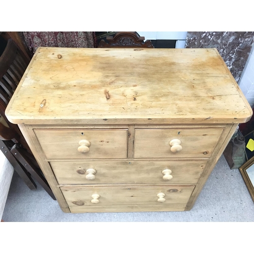 1308 - A pine 4 drawer chest. 87 x 90 x 49cm.