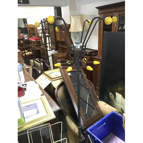 1346 - A metal and yellow plastic mounted 'Atomic' hat and coat stand plus a mid 20th Century magazine rack... 