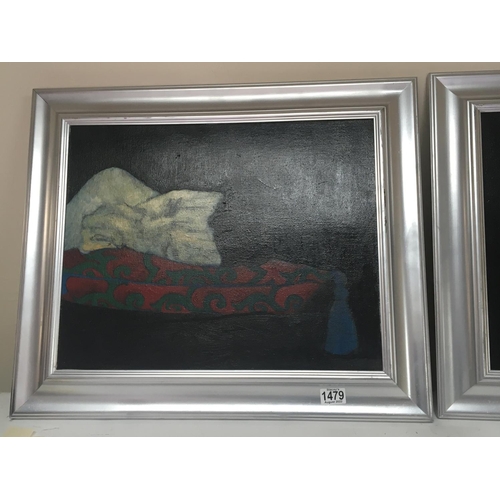 1541 - A pair of oil paintings attributed to Chase Valentine in silvered frames. 65x46cm.