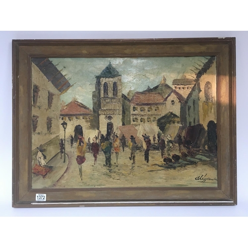 1549 - A 20th century framed oil painting on canvas depicting a Mexican street scene. Indistinctly signed. ... 