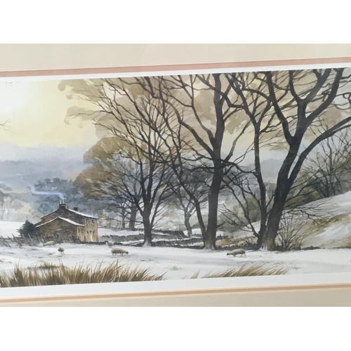 1553 - A limited Edition print winter landscape scene a watercolour and a framed photo and a collection of ... 