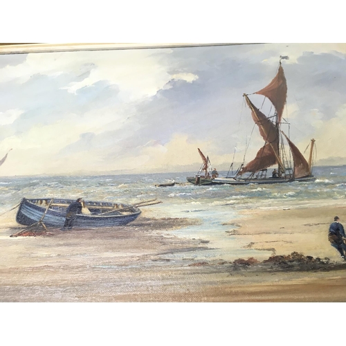 1554 - A framed oil painting of a marine view by Colin Moore NO RESERVE