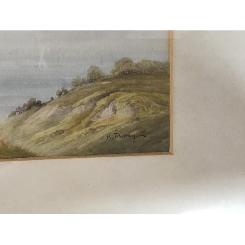 1557 - Three gilt framed Victorian British watercolours views across a Scottish Loch with figures. Signed H... 