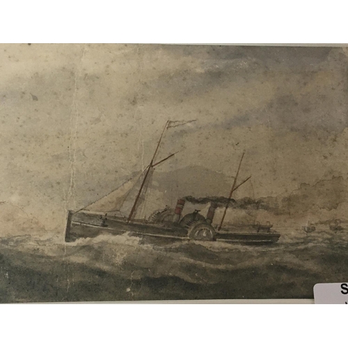 1569 - Three framed 19th century watercolours studies of shipping including The Scotia and one with a certi... 