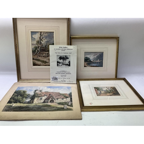 1587 - William George Jennings, 1763-1854, a collection of framed and unframed and watercolour paintings in... 