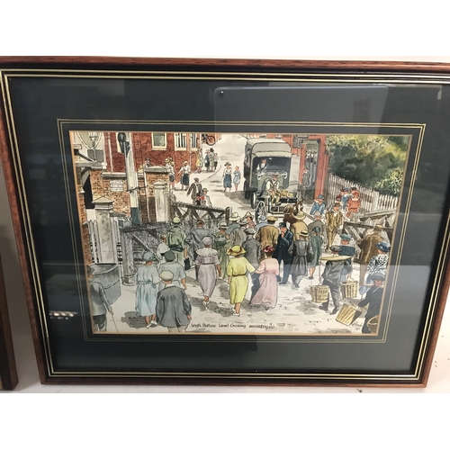 1588 - 3 x framed watercolours of local scenes retrospective from 1920s. Signed W Froud.