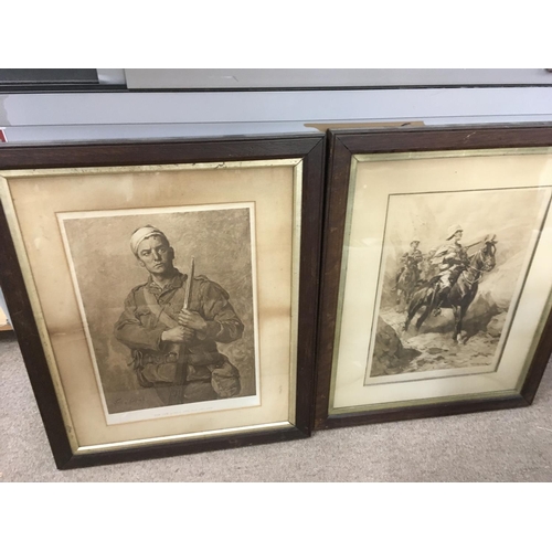 1595 - Three framed Victorian South African Boer war prints together with other pictures.