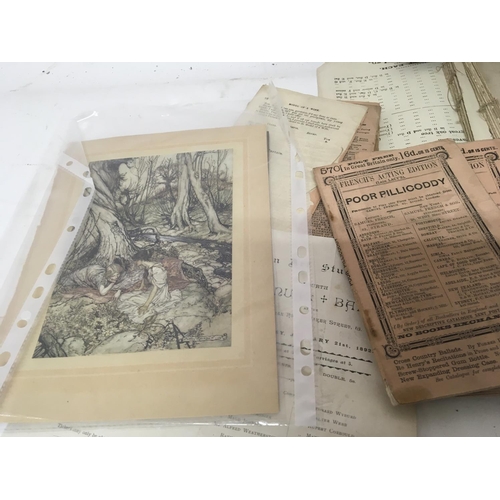 1800 - A collection of ephemera An Arthur Rackham print French Acting editions and other prints (a lot)