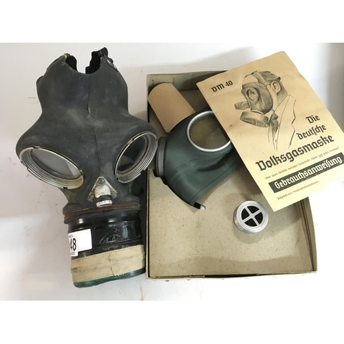 1938 - An S.G & Co LTD 1940 Gas Mask and a Boxed German Gas mask NO RESERVE