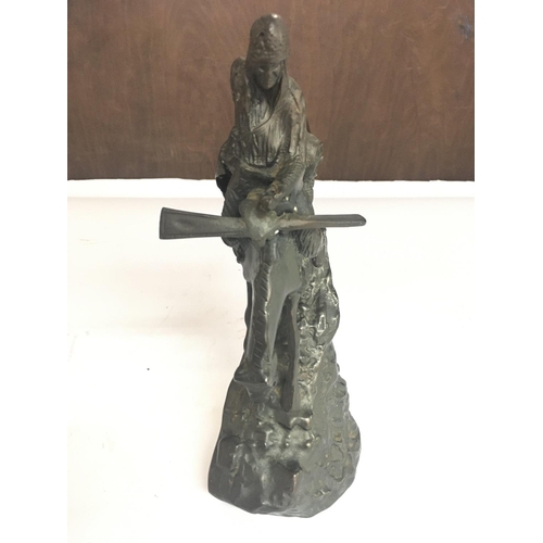 1942 - A Cast Bronze Indian on a Horse Inspired by Frederic Remington. Approximate height 24CM. NO RESERVE