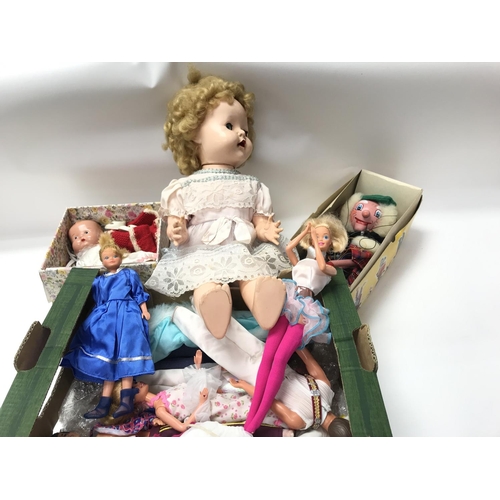 1963 - Large pedigree vintage doll - Pelham puppet, boxed. Along with a small vintage doll and a quantity o... 