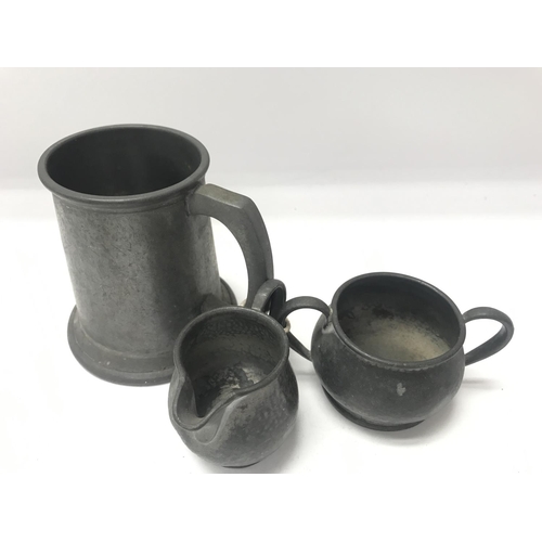 1993 - Miniature pewter jug and bowl by Liberty and Co and pewter jug