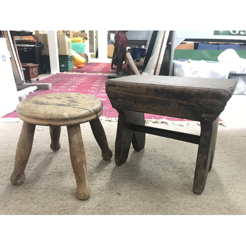 2000 - Old small round milking stool and another stool