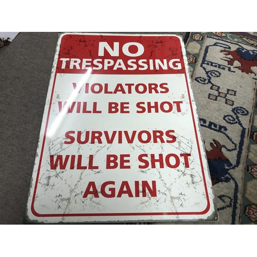 2014 - No trespassing tin sign