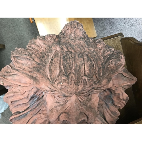 2085 - A large terracotta water feature plaque in the form of a tree spirit