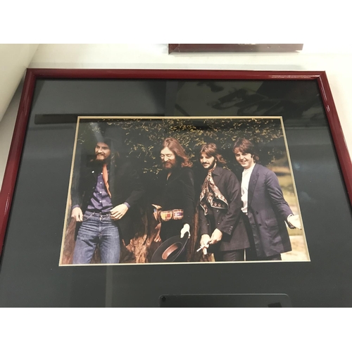 2116 - Collection of various Beatles items including pictures and what appears to be framed glass Christmas... 