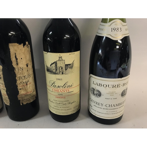 2129 - 5 x assorted red wine including 1983 pasolini Chianti