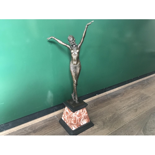 723 - Bronze Art Deco marble girl on base