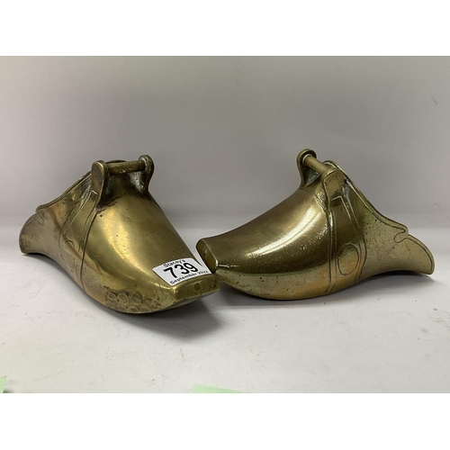 739 - 19thC bronze riding stirrups.