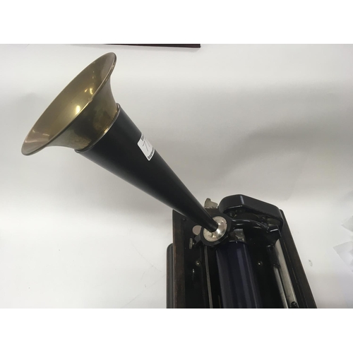 779 - An Edison phonograph with horn, with two and four minute cylinders