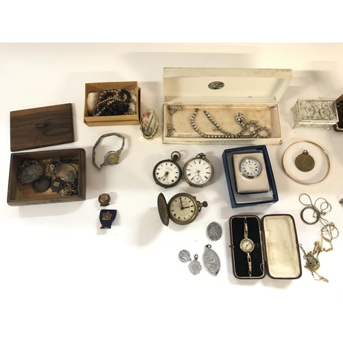 788 - A large collection of costume jewellery and watches including 9ct gold watch.