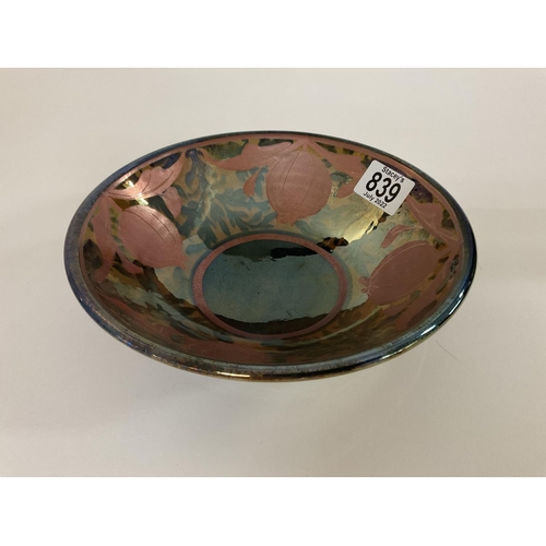 880 - A Jonathan Chiswell -Jones Lustre pottery bowl with pomegranate design, 22cm Diameter, (No damage or... 