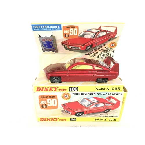 115 - A Boxed Dinky Toys Joe 90 Sams Car #108 Complete with Badge and instructions.