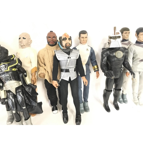 44 - A Collection of Vintage 12 Inch Figures including Star Trek. Battle Star Galactica. The A-Team etc.