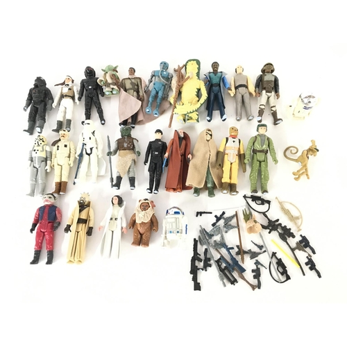 7 - A Collection of Vintage Star Wars Figures including some of the Last 17. Some with Weapons.