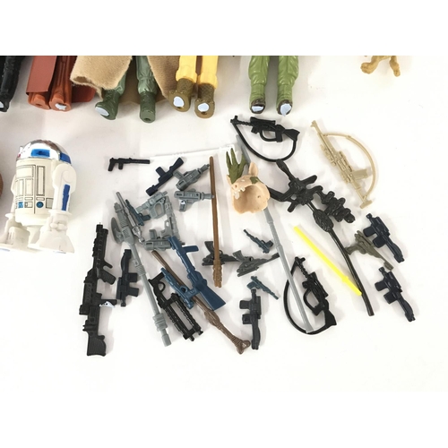 7 - A Collection of Vintage Star Wars Figures including some of the Last 17. Some with Weapons.