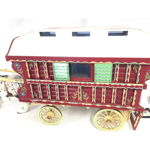 78 - A Scratch Built Gypsy Caravan and Horse. Approximately 89 cm in length and 45 cm in height.